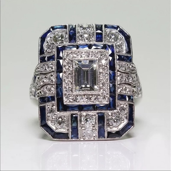 New Luxury Silver Big Square Rings for Women - Picture 4 of 4